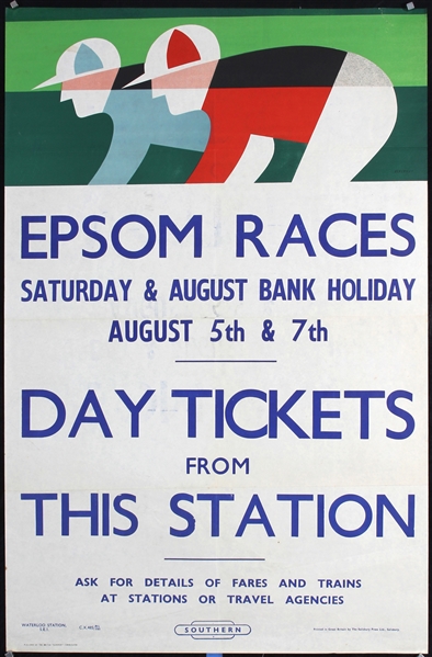 Epsom Races - Day Tickets by Tom Eckersley, ca. 1960