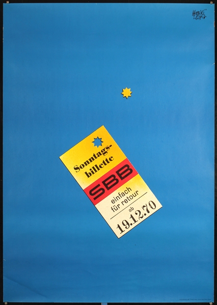 SBB - Sonntagsbillette by Herbert Leupin, 1970