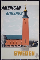 American Airlines - Sweden by McKnight Kauffer, ca. 1948
