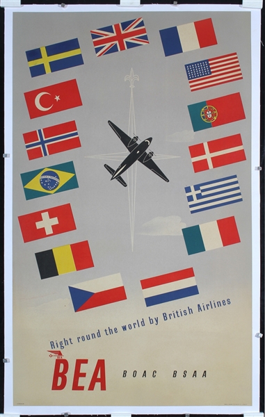 BEA - Right round the world by British Airlines by Hal de Puy, 1948