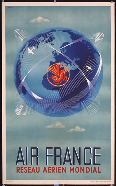 Air France - Reseau Aerien Mondial by Plaquet, 1948