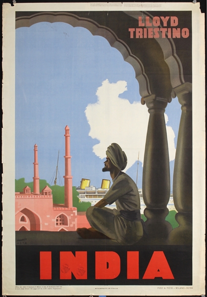 Lloyd Triestino - India by Gino Boccasile, ca. 1937