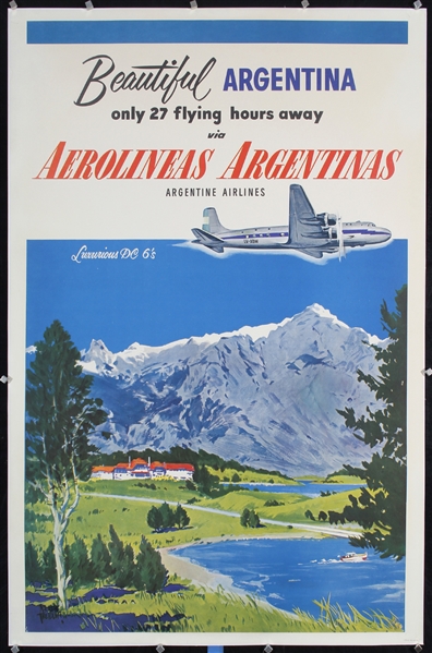 Aerolienas Argentinas - Beautiful Argentina by Adolph Treidler, ca. 1955