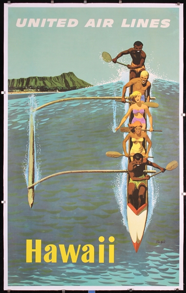 United Air Lines - Hawaii (Outrigger) by Stanley Galli, ca. 1960