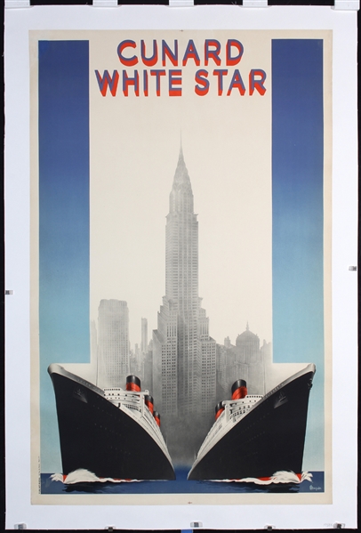 Cunard - White Star (Queen Mary & Queen Elizabeth) by A. Roquin, 1939