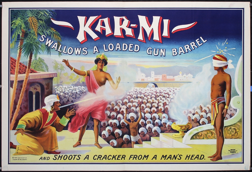 Kar-Mi Swallows A Loaded Gun Barrel by Joseph Hallworth, 1914