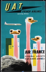 UAT - French Airlines serving Africa (Ostrich) by JeanColin, ca. 1952