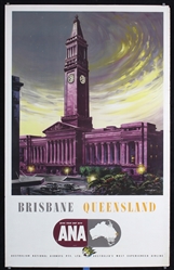 Brisbane - Queensland (Australian National Airways) by Ronald Skate, ca. 1950