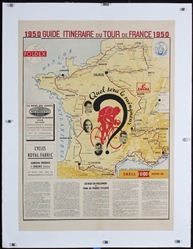 Tour de France (Map Poster) by Anonymous, 1950