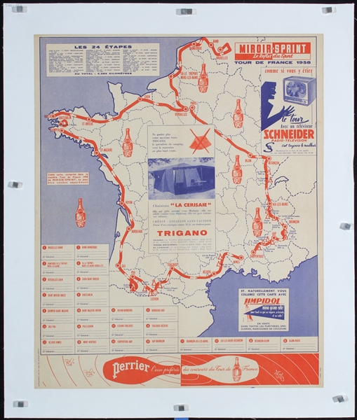 Tour de France (Map Poster) by Anonymous, 1958