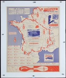 Tour de France (Map Poster) by Anonymous, 1958