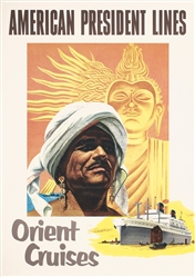 American President Lines - Orient Cruises by Fred Ludekens, ca. 1956