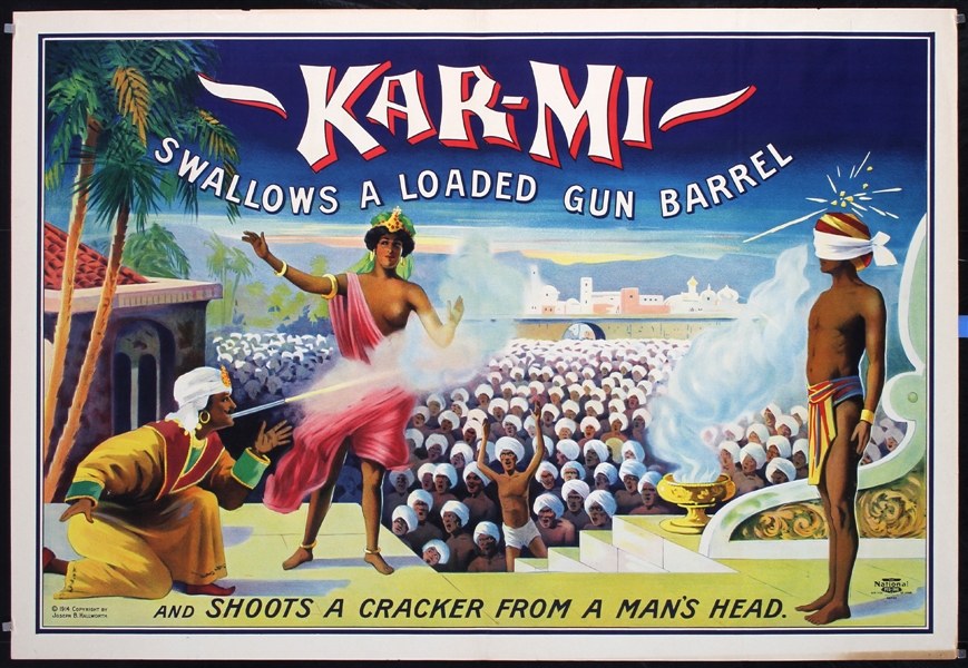 Kar-Mi Swallows A Loaded Gun Barrel by Joseph Hallworth, 1914
