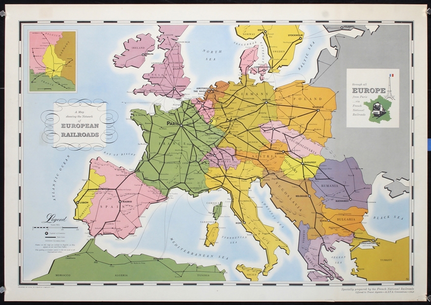 A Map of European Railroads (Map) by Monogr.  EG, 1949