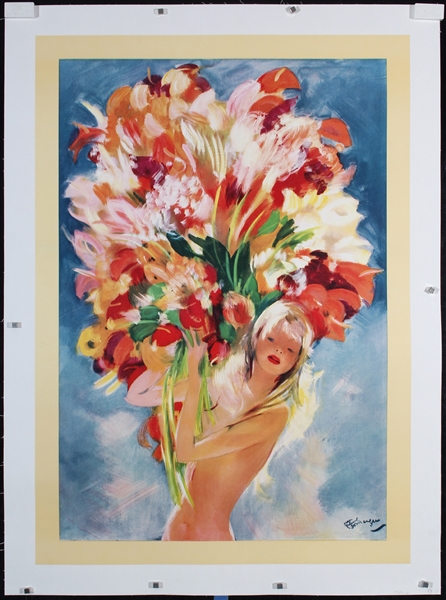 No Text (Monte-Carlo - Girl with flowers) by Jean Gabriel Domergue, ca. 1972