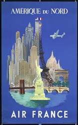Air France - Amerique du Nord by Luc-Marie Bayle, 1948