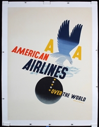 American Airlines - Over The World by Edward McKnight Kauffer, 1947