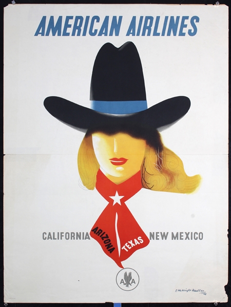 American Airlines - California Arizona Texas New Mexico by Edward McKnight Kauffer, 1948