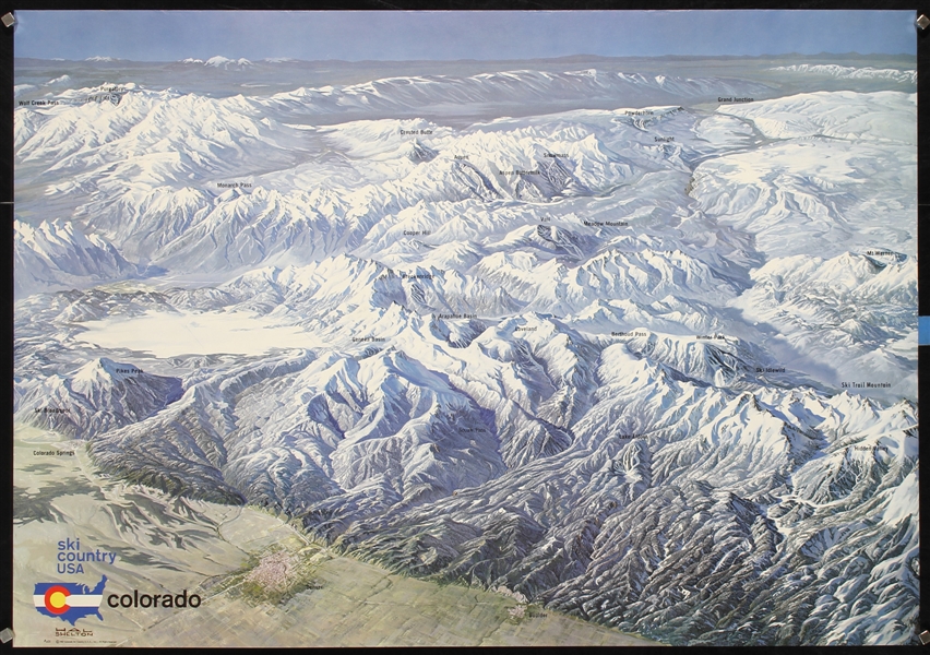Ski Country USA - Colorado (Map) by Hal Shelton, 1967