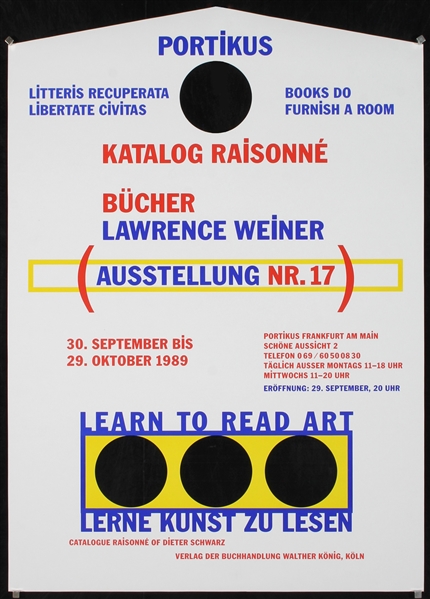 Portikus - Katalog Raisonne by Lawrence Weiner, 1989