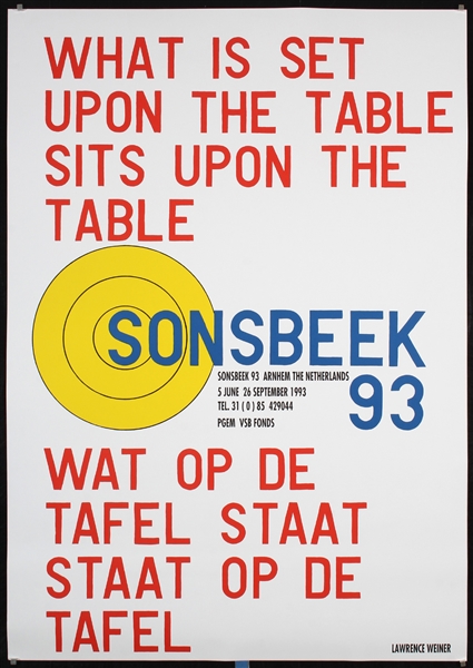 What is set upon the table by Lawrence Weiner, 1993