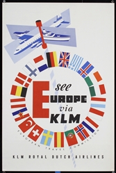 KLM - See Europe via KLM by Mile, ca. 1960