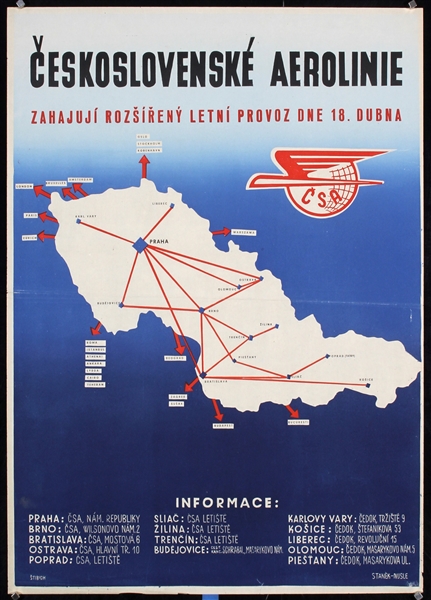 Ceskoslovenske Aerolinie by Stanek-Nusle, ca. 1958