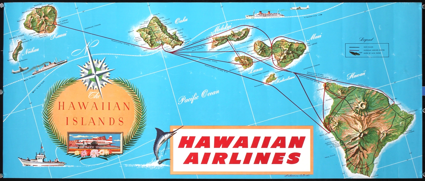 Hawaiian Airlines - Hawaii by Melbourne Brindle, ca. 1956