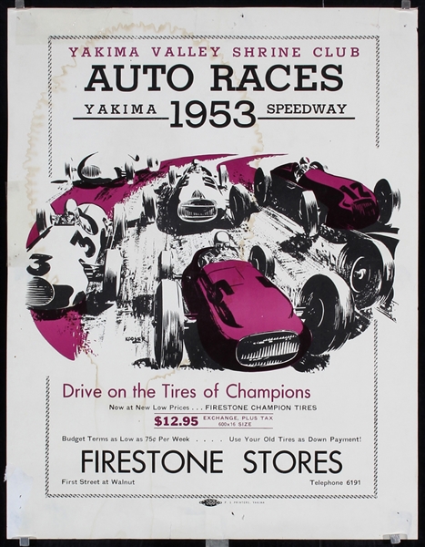 Auto Races - Yakima Speedway (2 Posters) by Anonymous, 1953