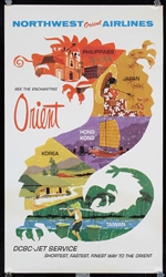 Northwest Orient Airlines - Orient by Anonymous, ca. 1958
