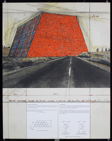 Texas Mastaba (SIGNED) by Christo (Vladimirov Javacheff), ca. 1973