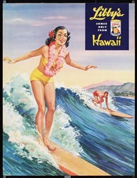 Libbys - Hawaii (Surfer) by Lafferty, 1957