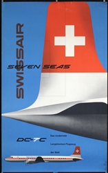 Swissair - Seven Seas - DC-7C by Kurt Wirth, 1956