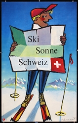 Ski Sonne Schweiz by Pierre Monnerat, 1955