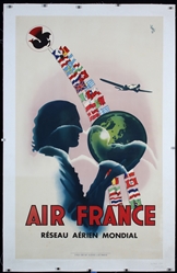 Air France (Woman holding globe) by Vinci, 1937