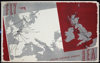British European Airways (Map) by Anonymous, ca. 1947