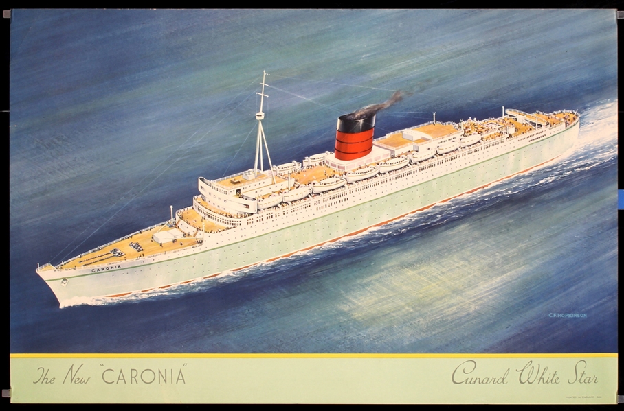 Cunard White Star - The New Caronia (4 Posters) by C.F. Hopkinson, ca. 1955