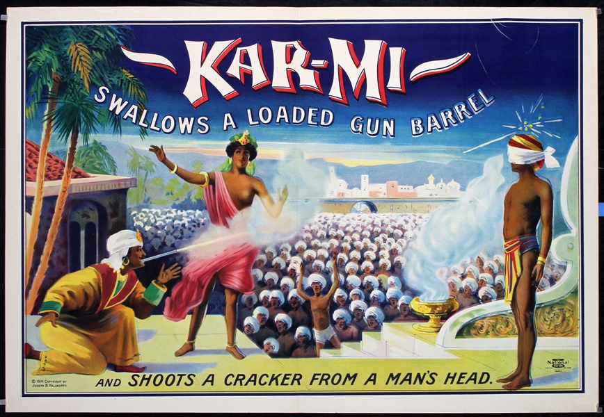 Kar-Mi Swallows A Loaded Gun Barrel by Joseph B. Hallworth, 1914