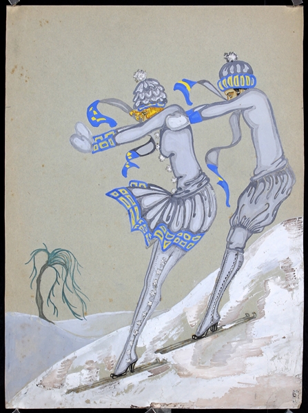 no text (Female Skiers) by F (Fritzi) Spies, ca. 1925