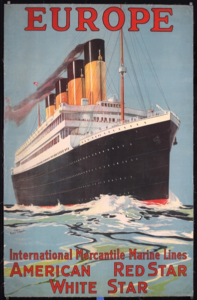 International Mercantile Marine Lines - Europe (Olympic) by Frederick J. Hoertz, ca. 1912