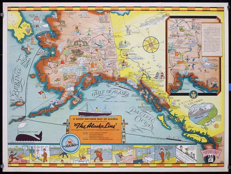 The Alaska Line (Map Poster) by Edward Camy, 1939