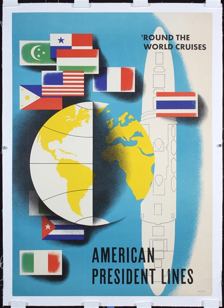 American President Lines - Round the World Cruises by Anonymous - USA, ca. 1955