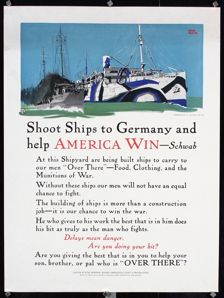 Shoot Ships to Germany and help America win by Adolph Treidler, ca. 1917