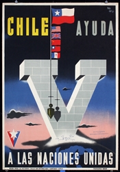 Chile - Ayuda - A Las Naciones Unidas by Penike, 1943