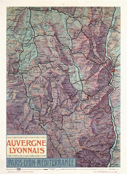 Auvergne Lyonnais (Map) by Frederic-Hugo de Alesi, ca. 1905