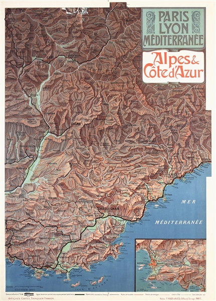 Alpes & Cote DAzur (Map) by Frederic-Hugo de Alesi, 1907